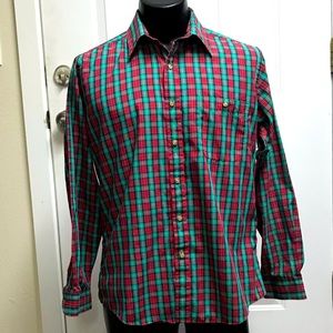 mervyns mens medium plaid button shirt Vintage